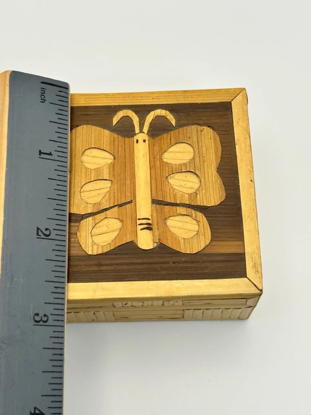Vintage Bamboo Butterfly Inlay Trinket Box Set of 2 Keepsakes Philippines